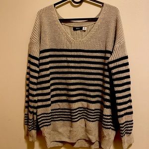 BDG Striped VNeck Oversized Sweater